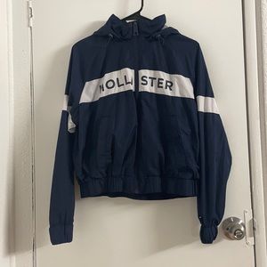 Hollister Navy Cropped Windbreaker in a size M